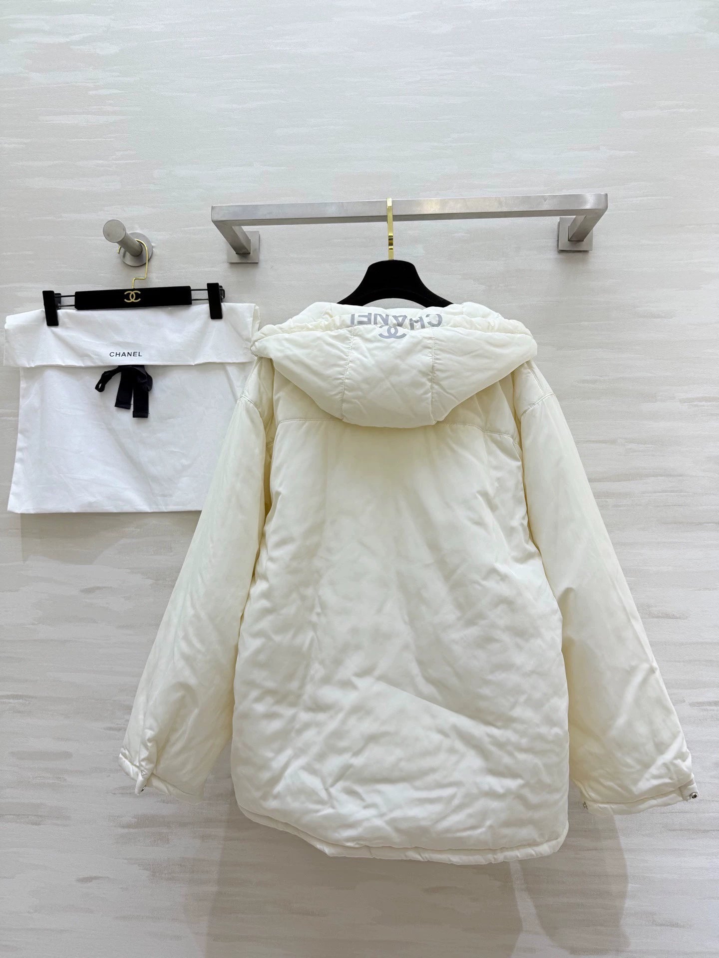 Hooded drawstring down cotton jacket