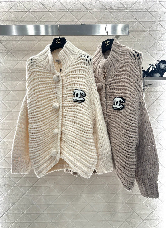 Openwork Letter Knit Cardigan