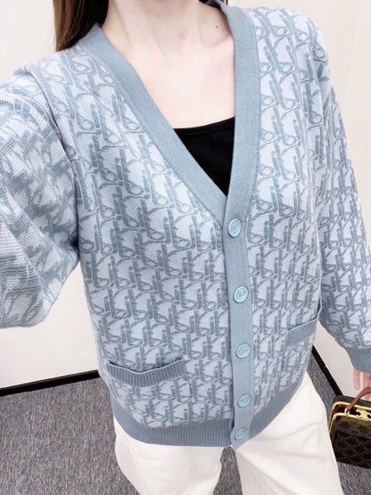 25fw Jacquard knitted cardigan