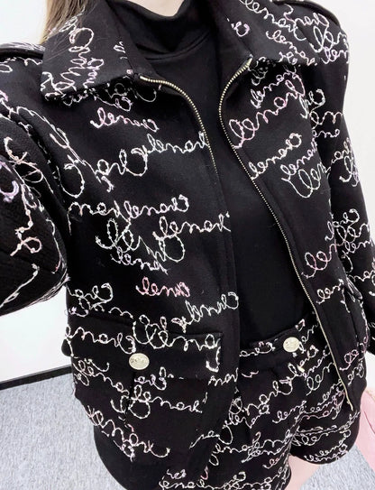 Jacquard cotton jacket shorts set