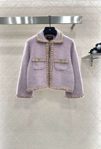 25fw Knitted edge tied knitted cardigan