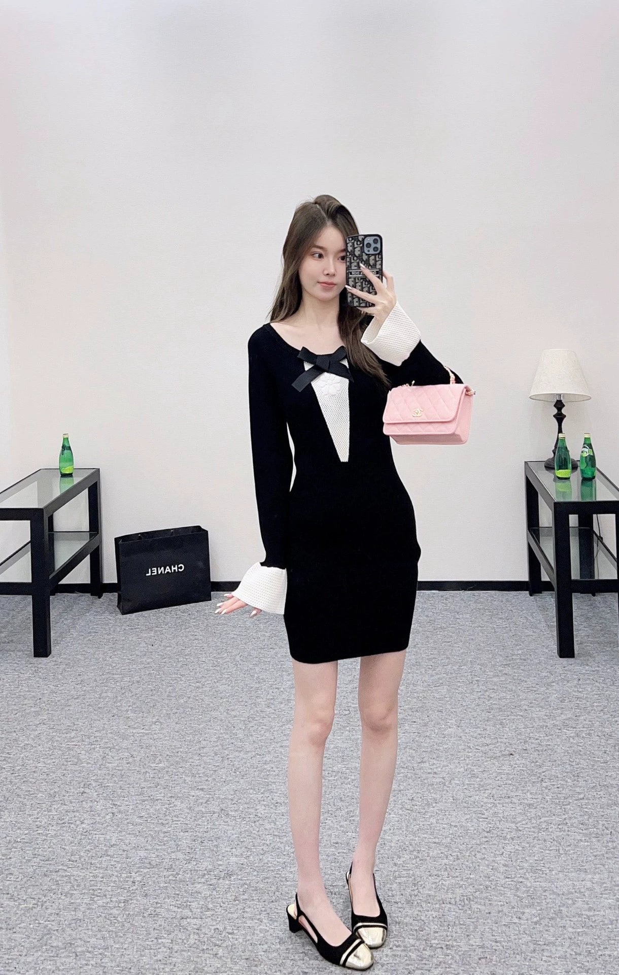 25fw 3D Butterfly Knot Camellia Knitted Skirt