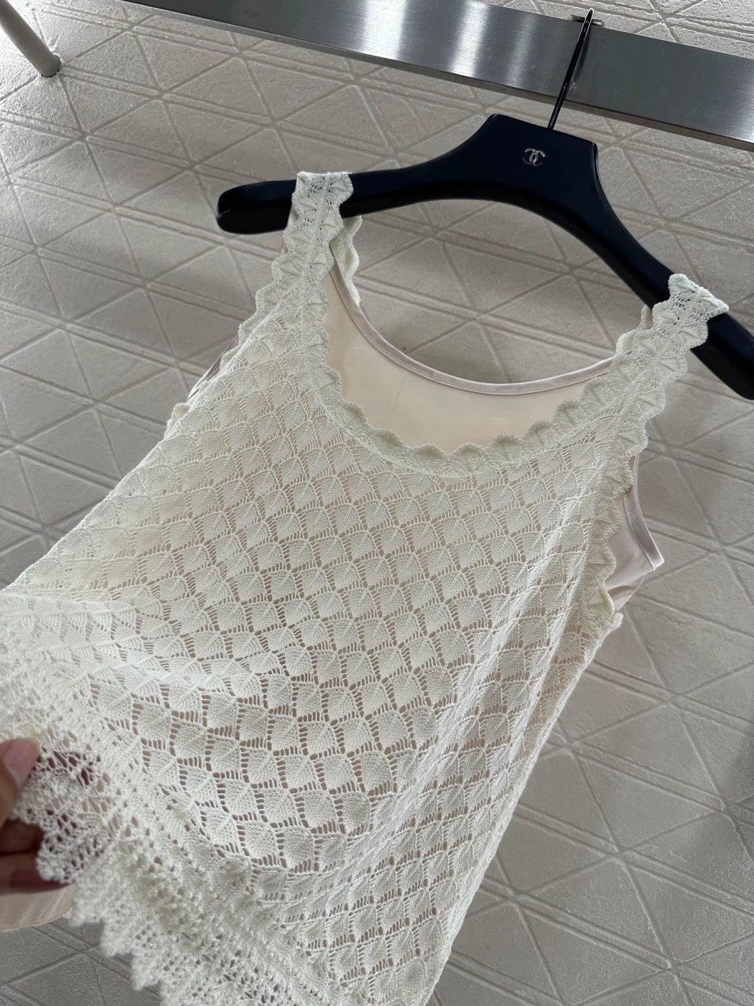 25fw Hollow knit vest two-piece set