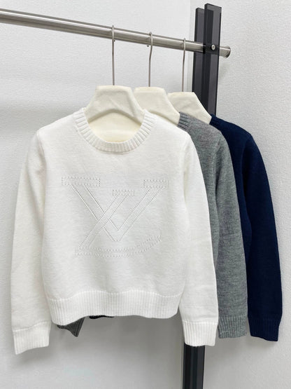 25fw Hollow letter pit striped sweater