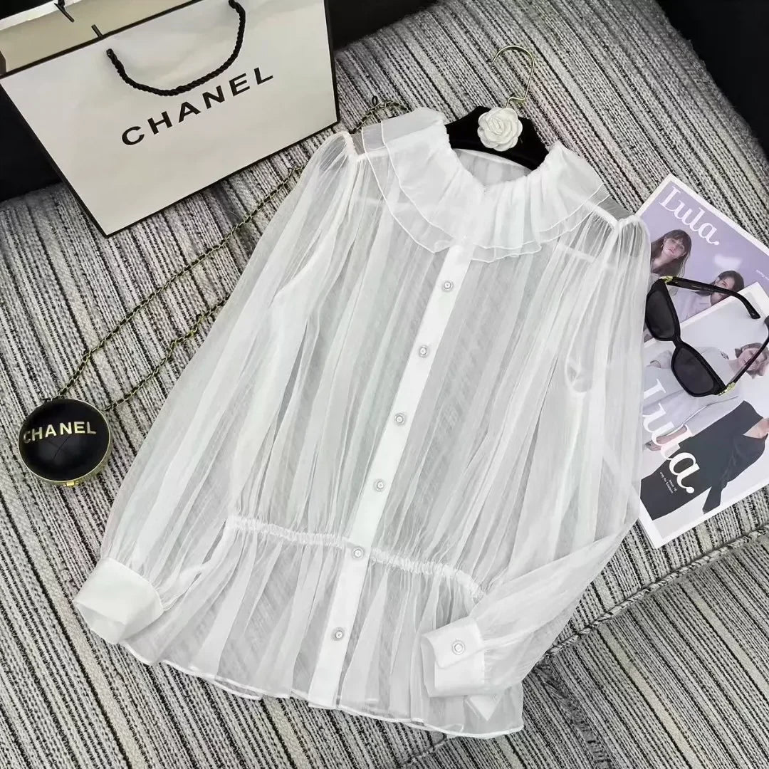 25 Early Spring and Summer New Ruffle Chiffon Shirt