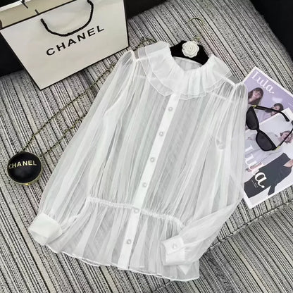 25 Early Spring and Summer New Ruffle Chiffon Shirt