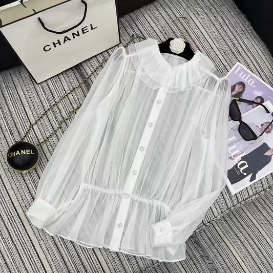 25 Early Spring and Summer New Ruffle Chiffon Shirt