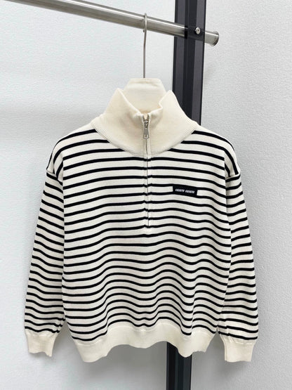 25fw Striped Half Zipper POLO
