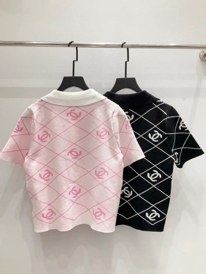 25fw Collar knit short sleeved shirt