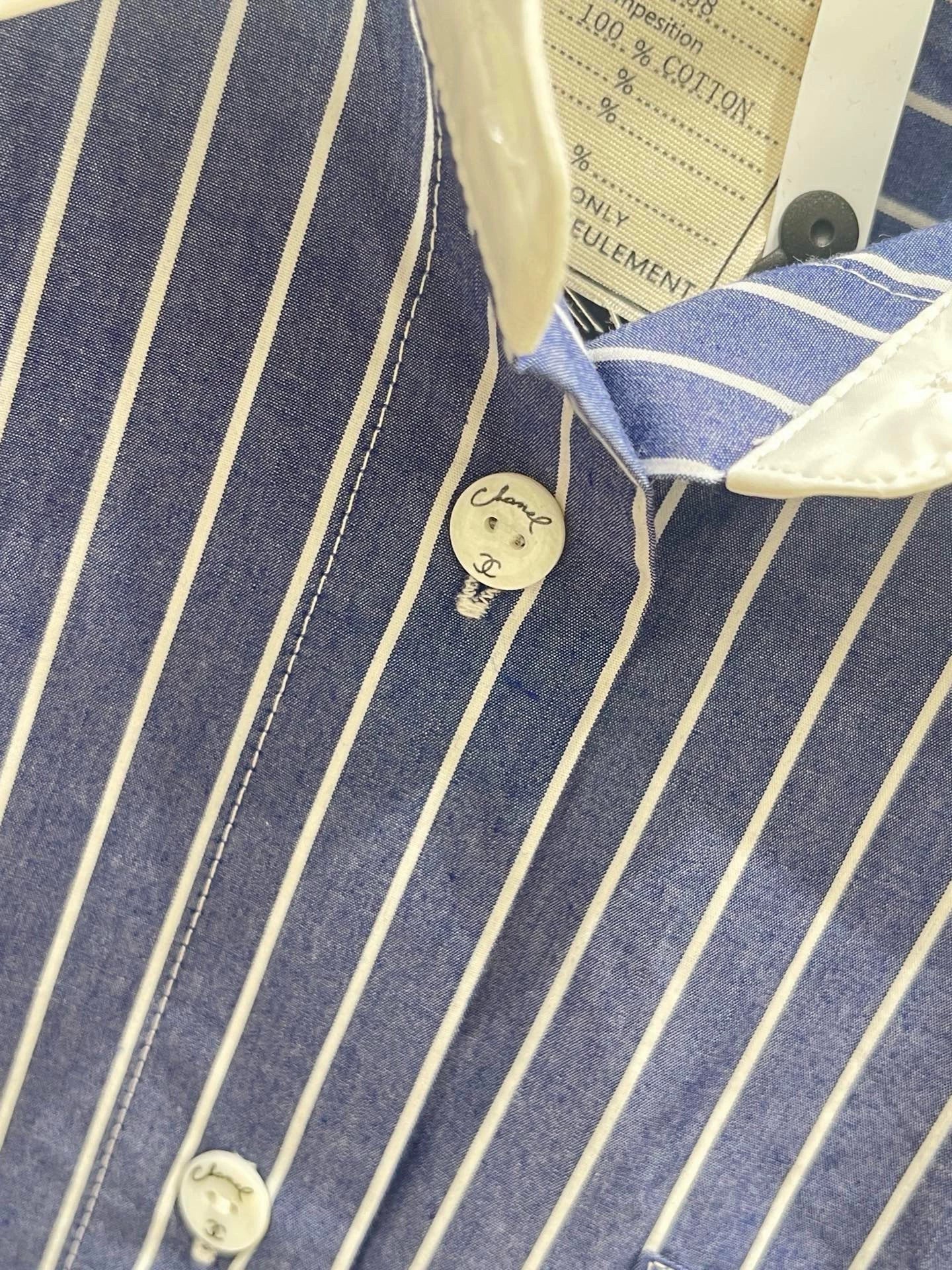 25fw Striped patchwork collar shirt(vintage series)