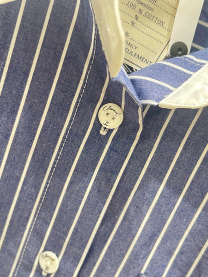 25fw Striped patchwork collar shirt(vintage series)