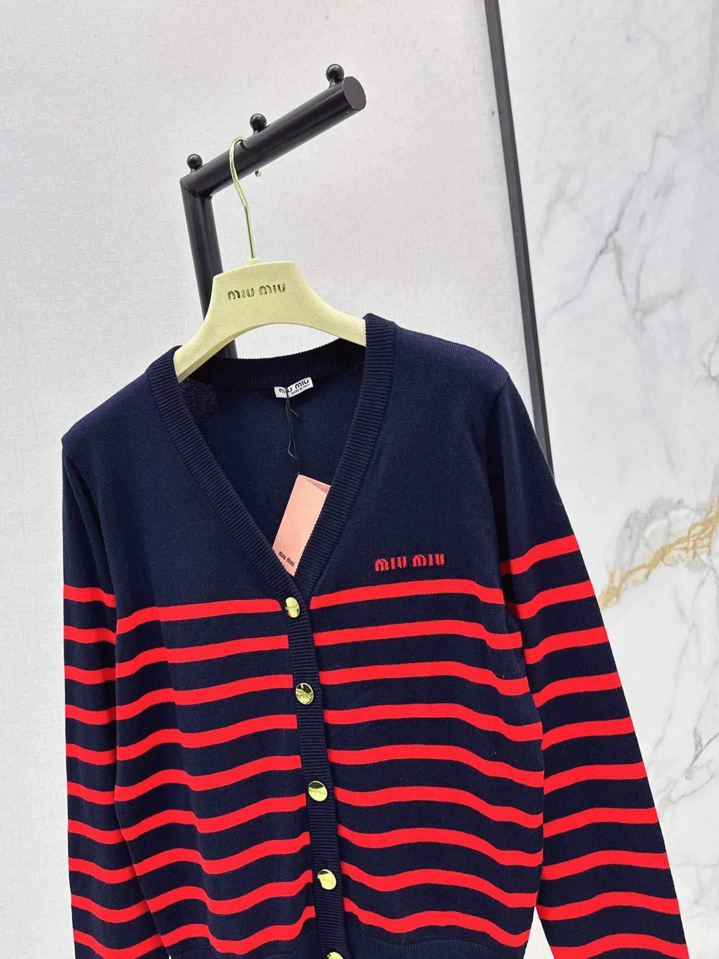 25fw Striped knitted cardigan