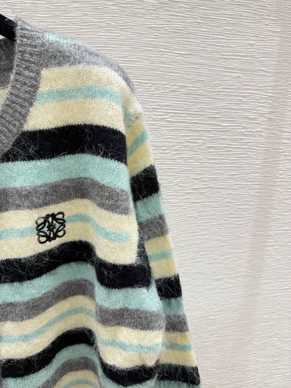 25fw Striped knitted cardigan