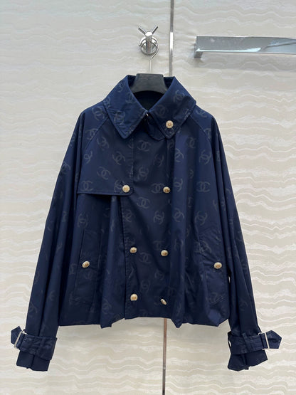 Dark jacquard logo short windbreaker