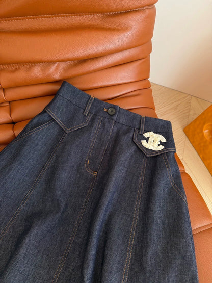 25fw Retro original denim half skirt