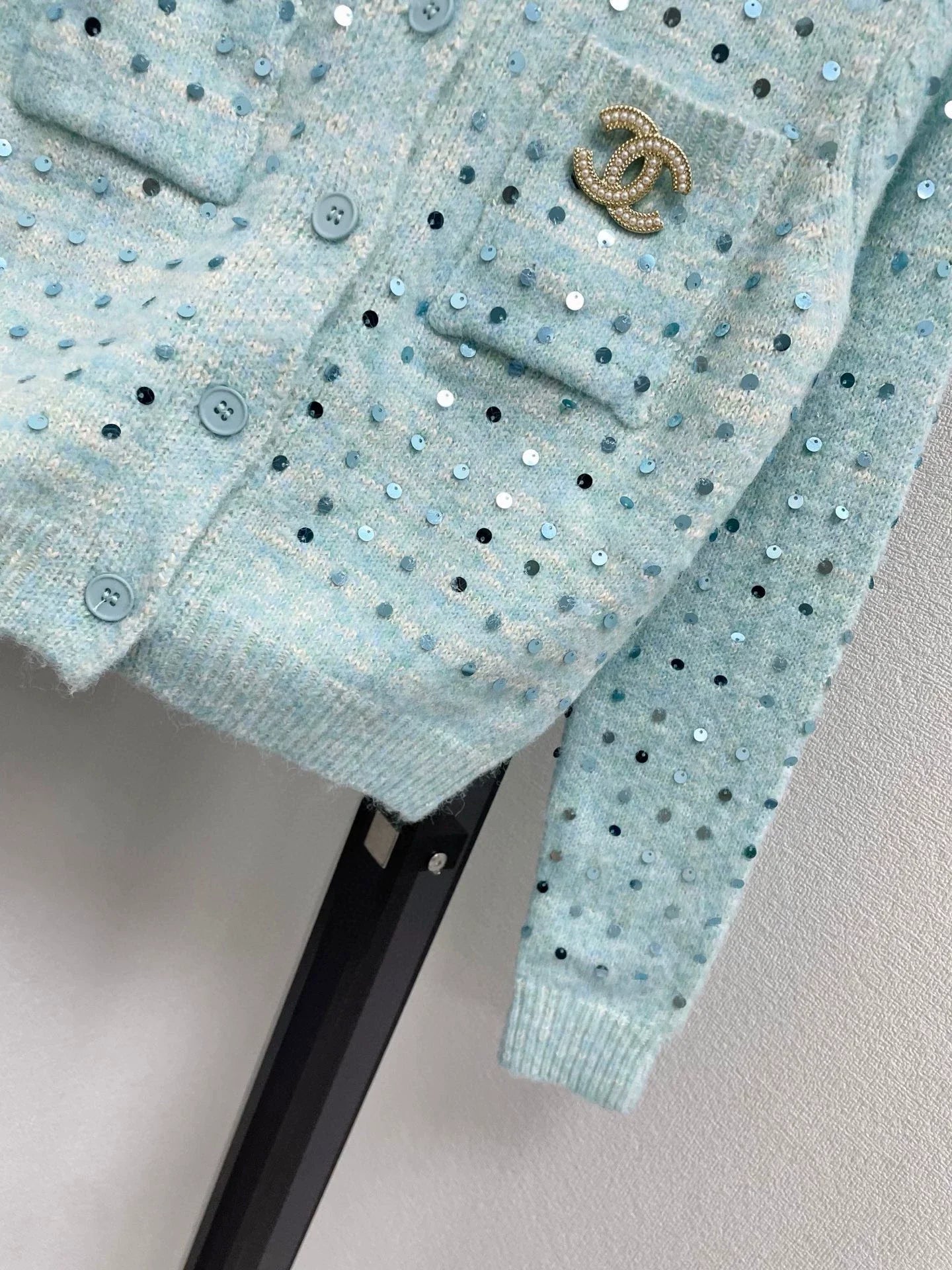 25fw Sequined lapel cardigan