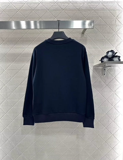 25fw Round neck letter embroidered hoodie