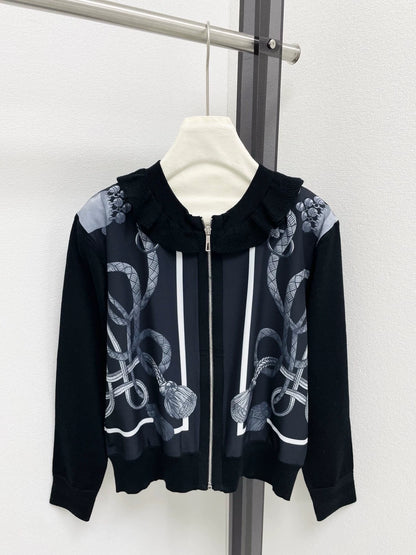 Rope jacquard cardigan