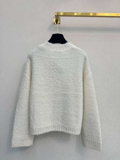 White flower knitted cardigan