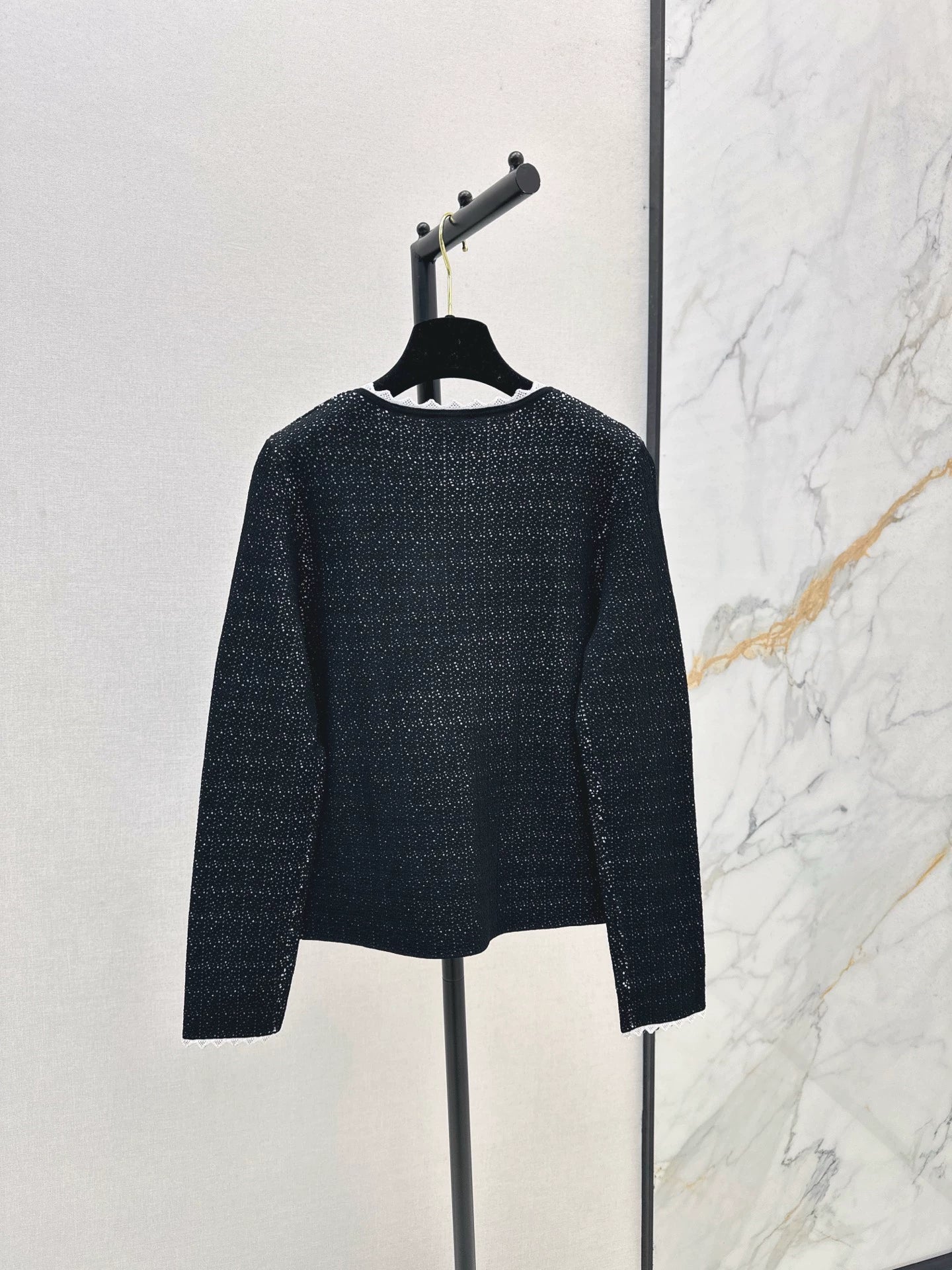 25fw Color blocked small lace cardigan