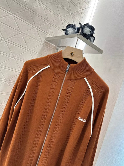 25 Early Autumn New Knitted Long Sleeve Zipper Jacket