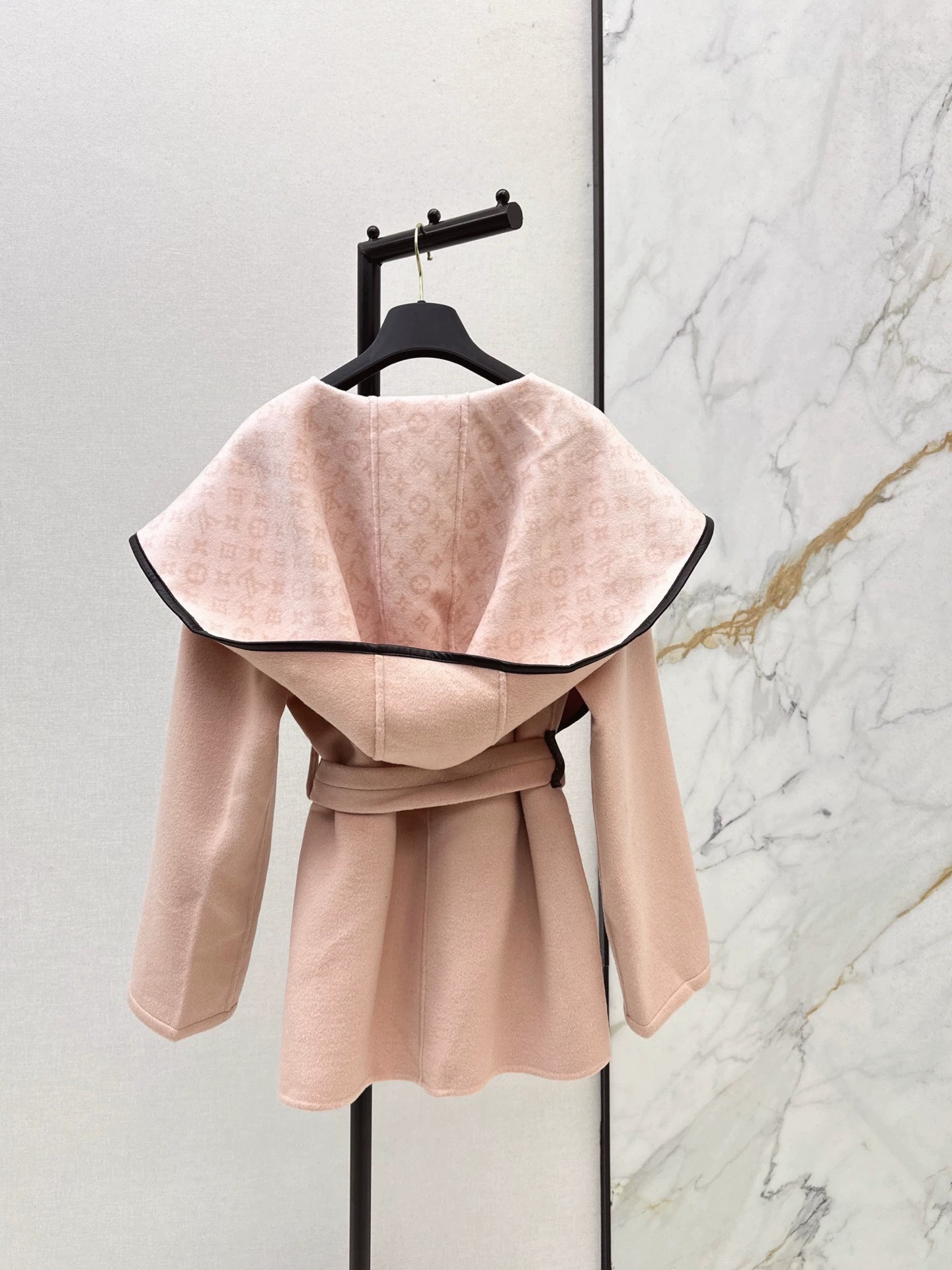 Double sided wearable classic wrap style short hooded jacket