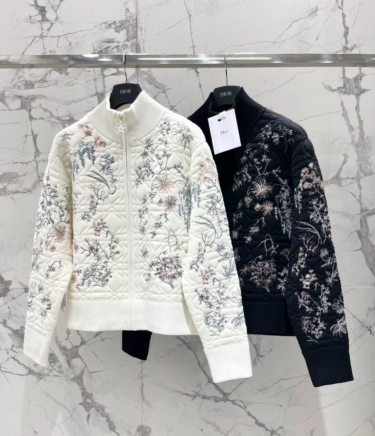 Vine patterned embroidered knitted cardigan