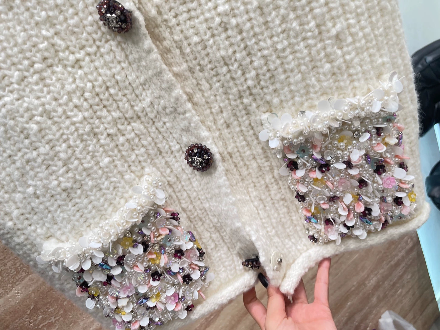 25fw Nail bead knitted vest (vintage series)