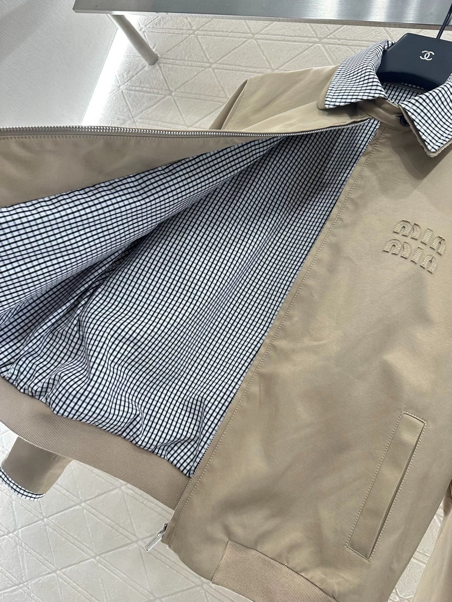 25fw Plaid collar zipper jacket jacket