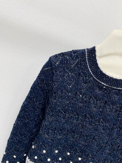 25fw Gradient lace patchwork sweater