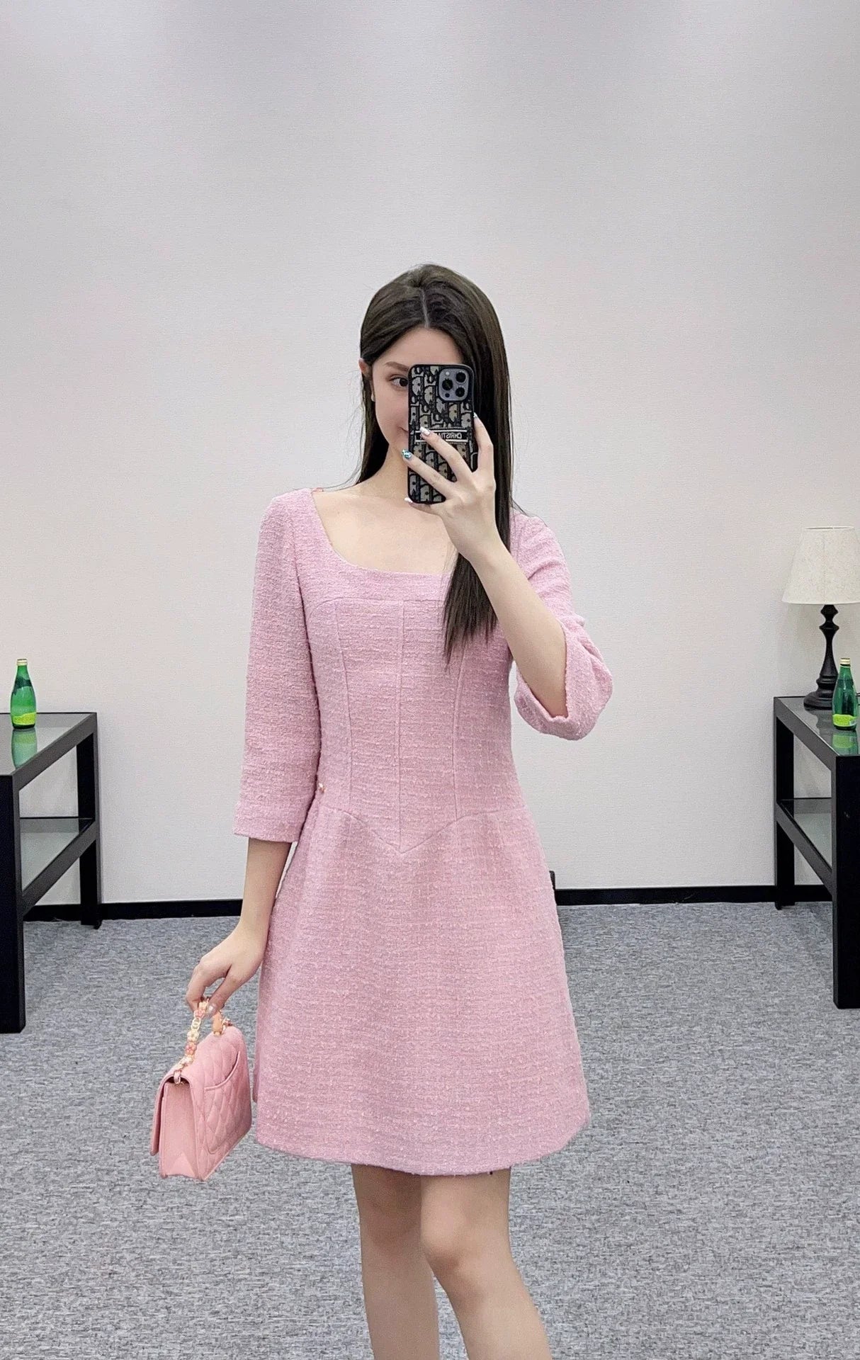 25fw Mid sleeve round neck dress