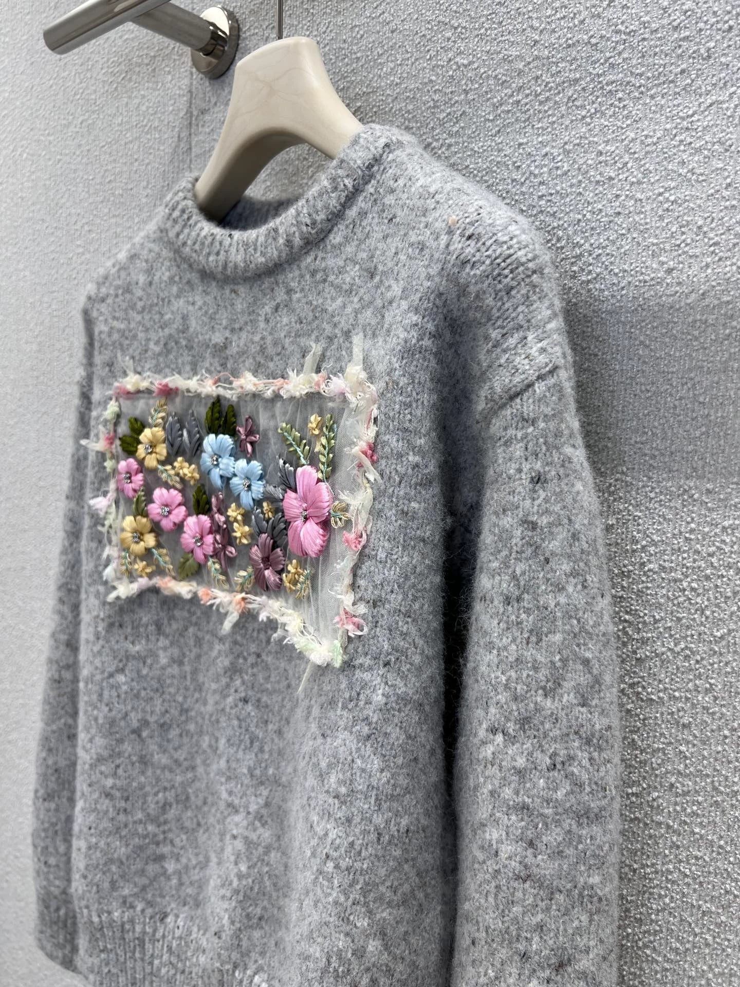 Indian silk patterned wool knit sweater