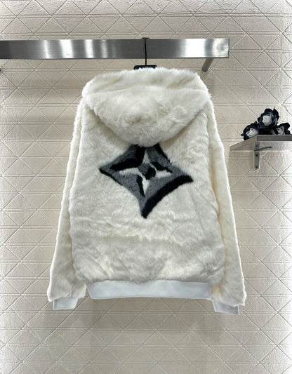 25fw Hooded fur coat