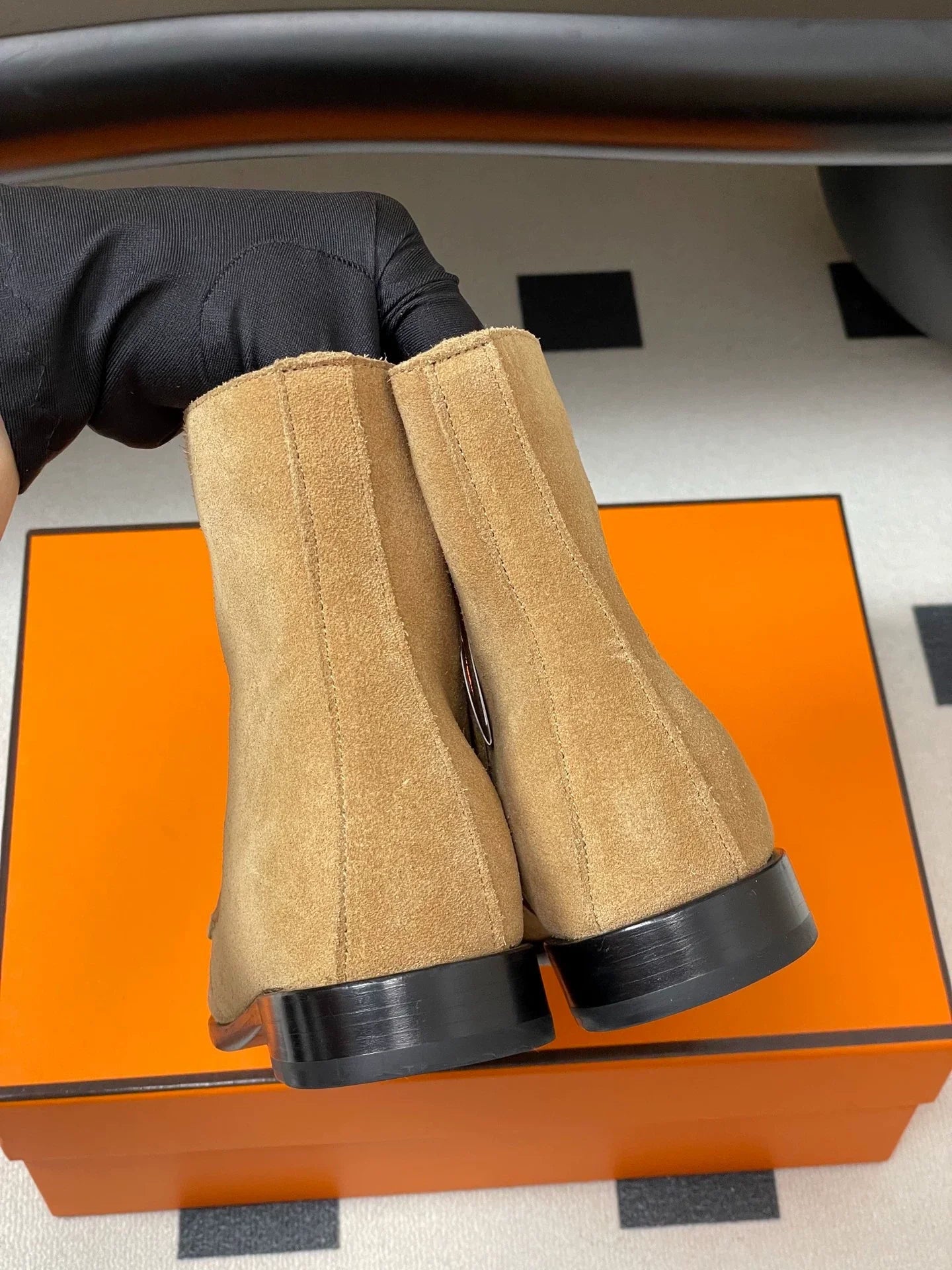 25Fw flat bottomed side zipper short boots