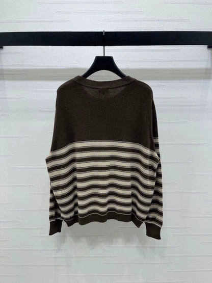 Striped pullover long sleeved sweater