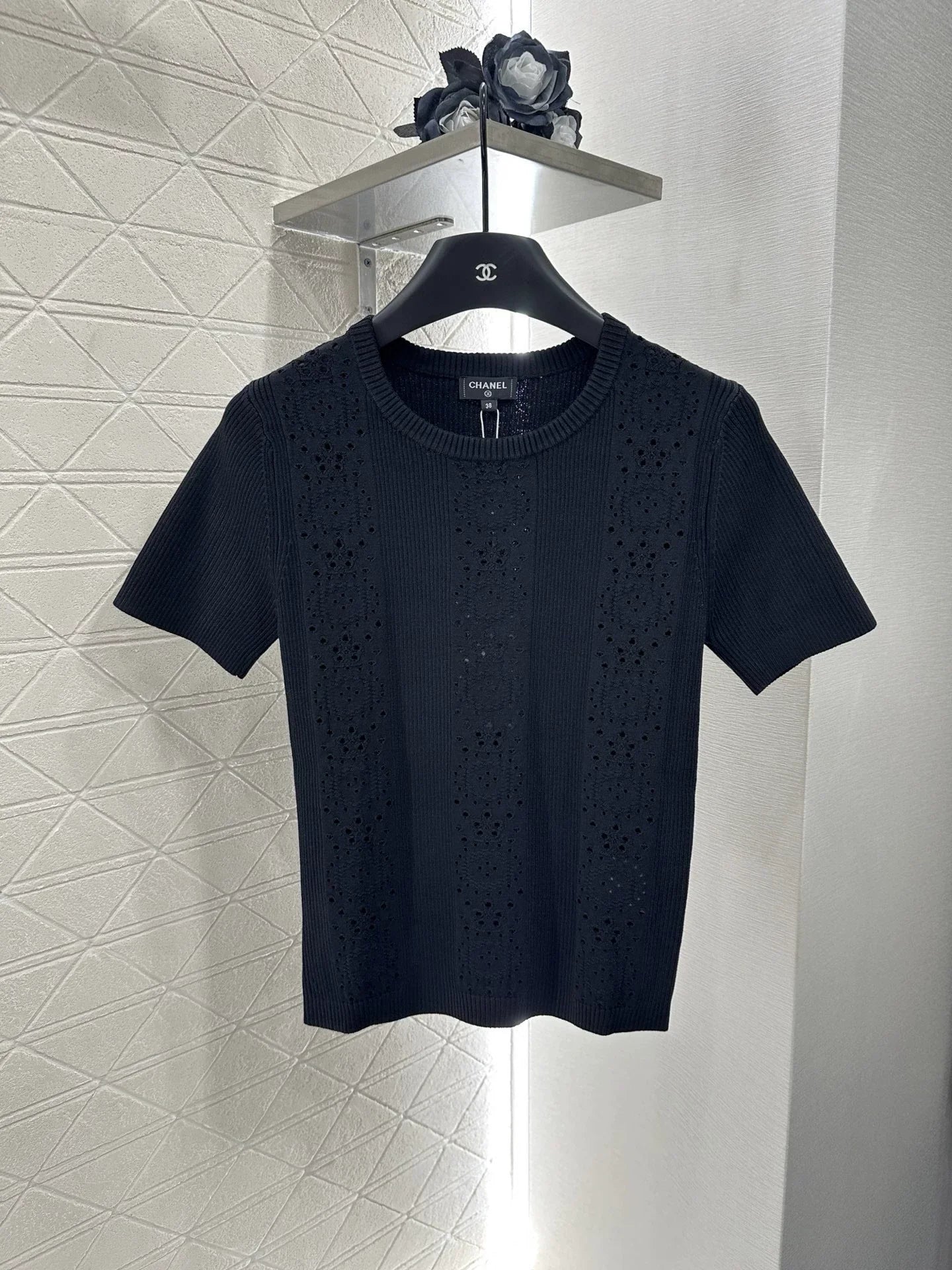 25fw Hollow knit short sleeves