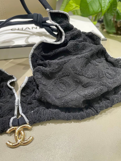 25 New bikini terry logo split swimsuit