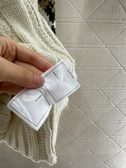 25fw Zipper hook flower knitted cardigan