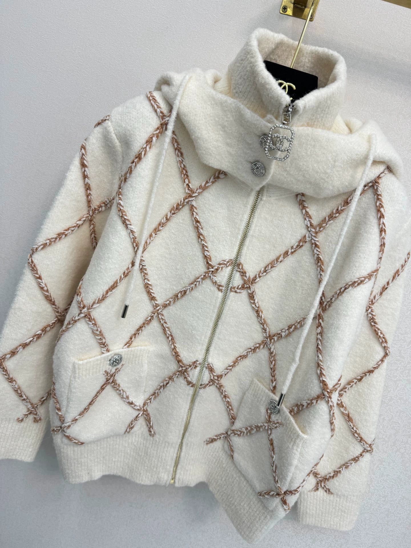 Lingge hooded cardigan