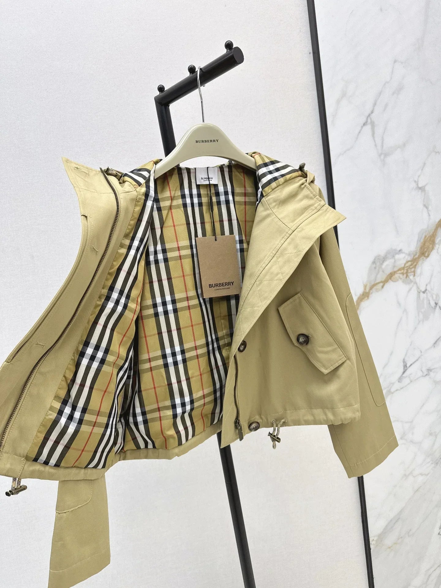 25fw Classic Hooded Cropped Trench Coat