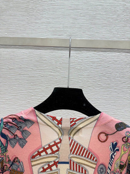 Pink wool printed top