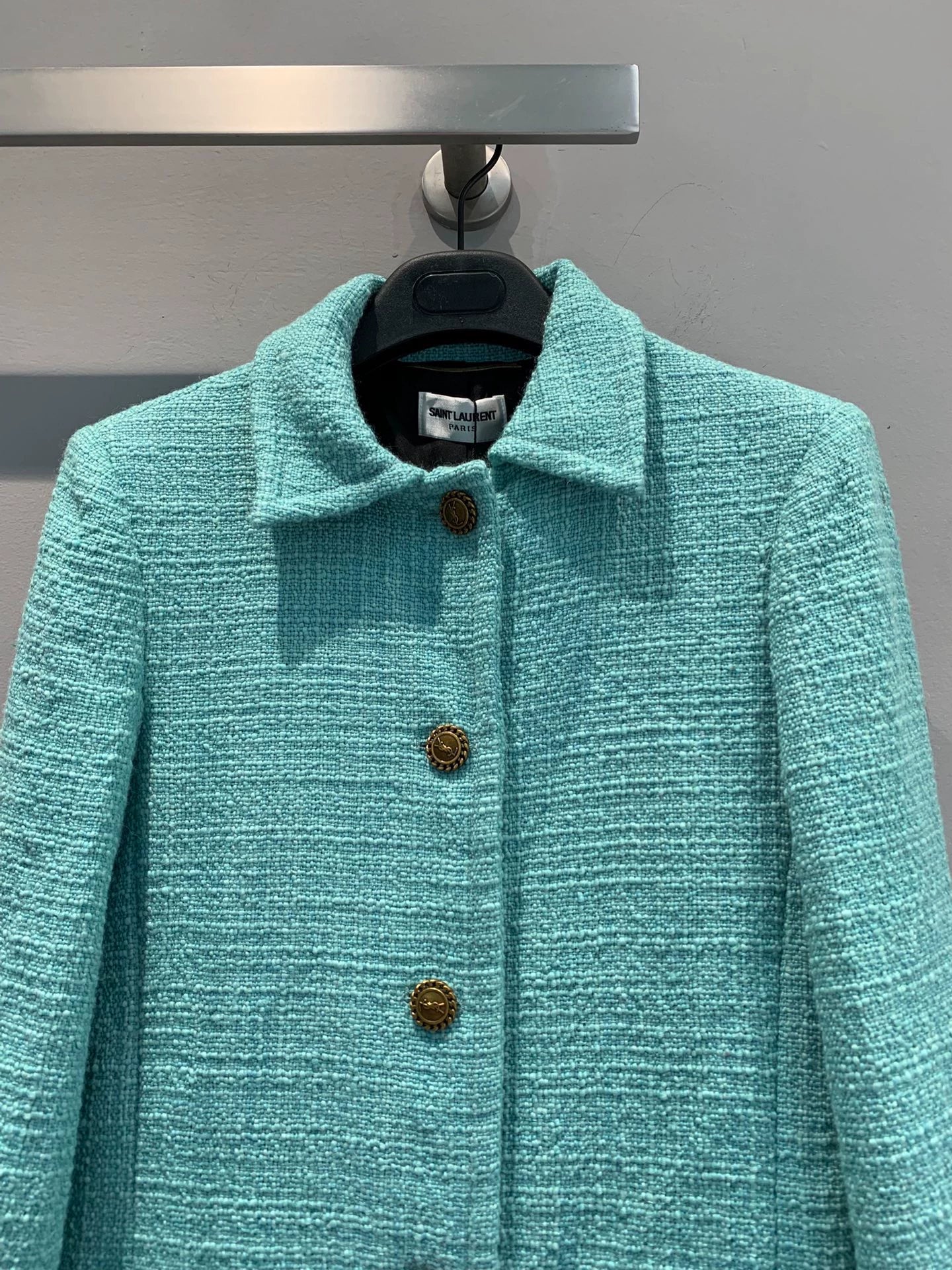 25fw Turquoise green tweed waist cinching jacket（Medieval Series）