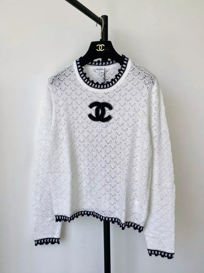 25fw Hollow knit long sleeved top