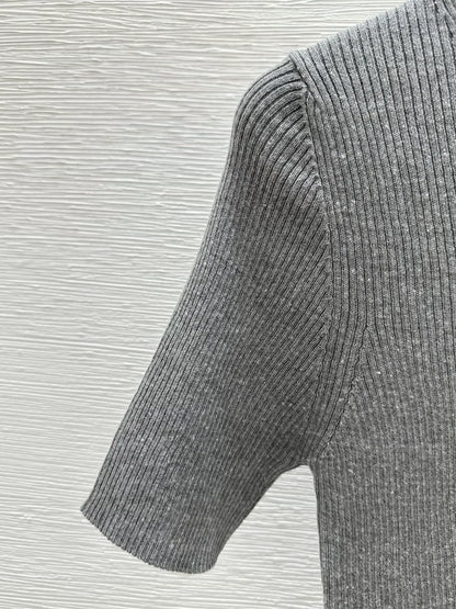 25 Early Spring New Round Neck Colorblock Letter Knitted Short Sleeve