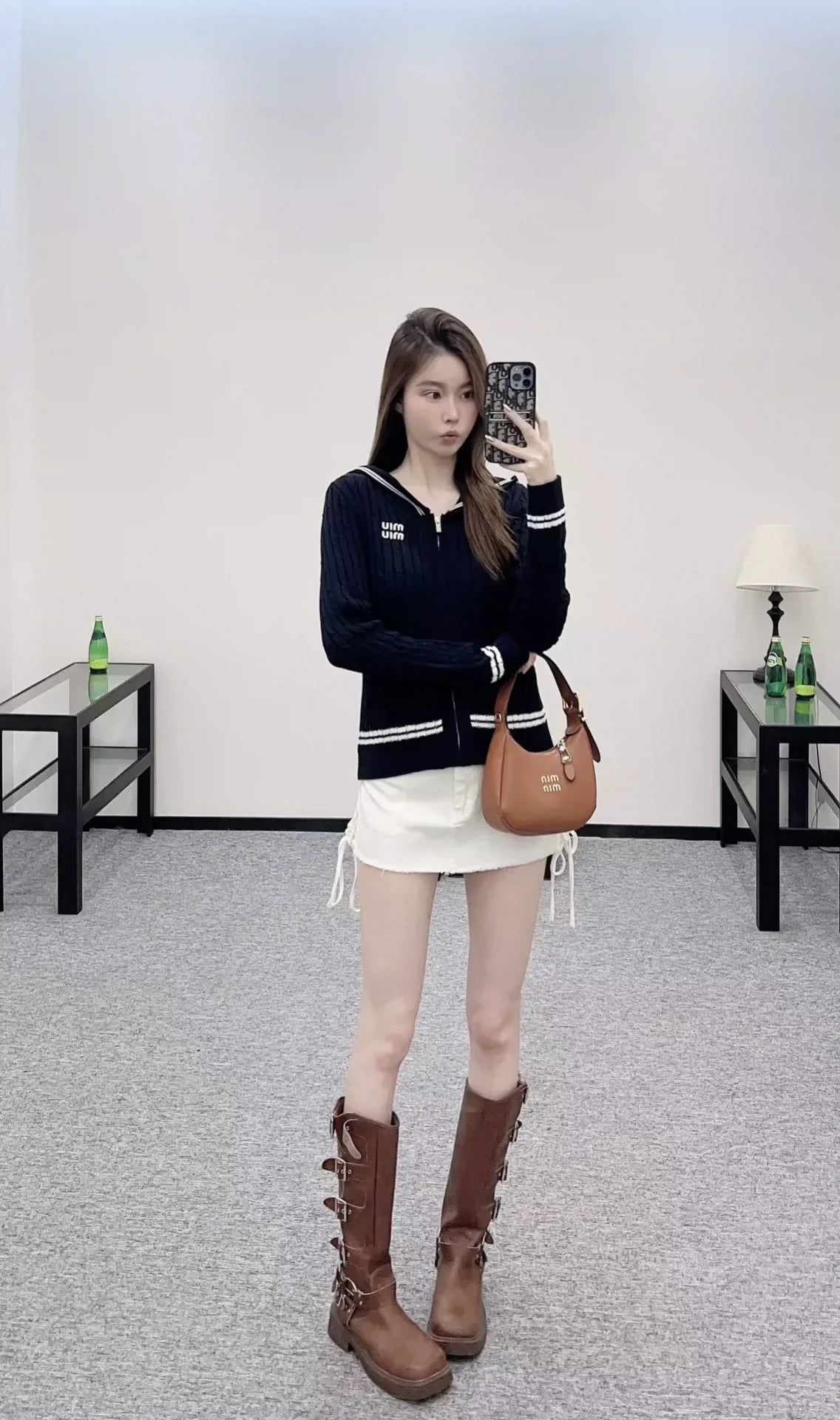 25fw Hooded zipper knitted cardigan