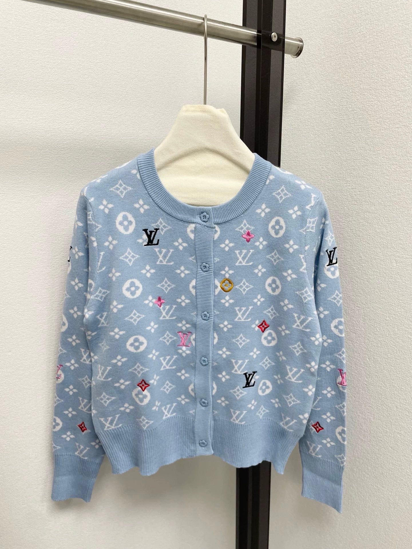 25fw Full printed vintage knitted cardigan