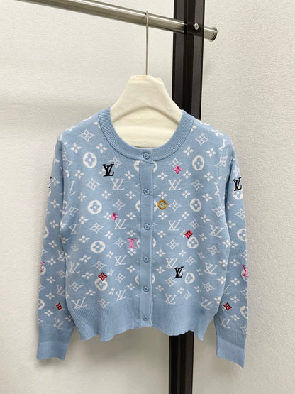 25fw Full printed vintage knitted cardigan