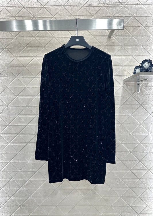 Velvet rhinestone dress