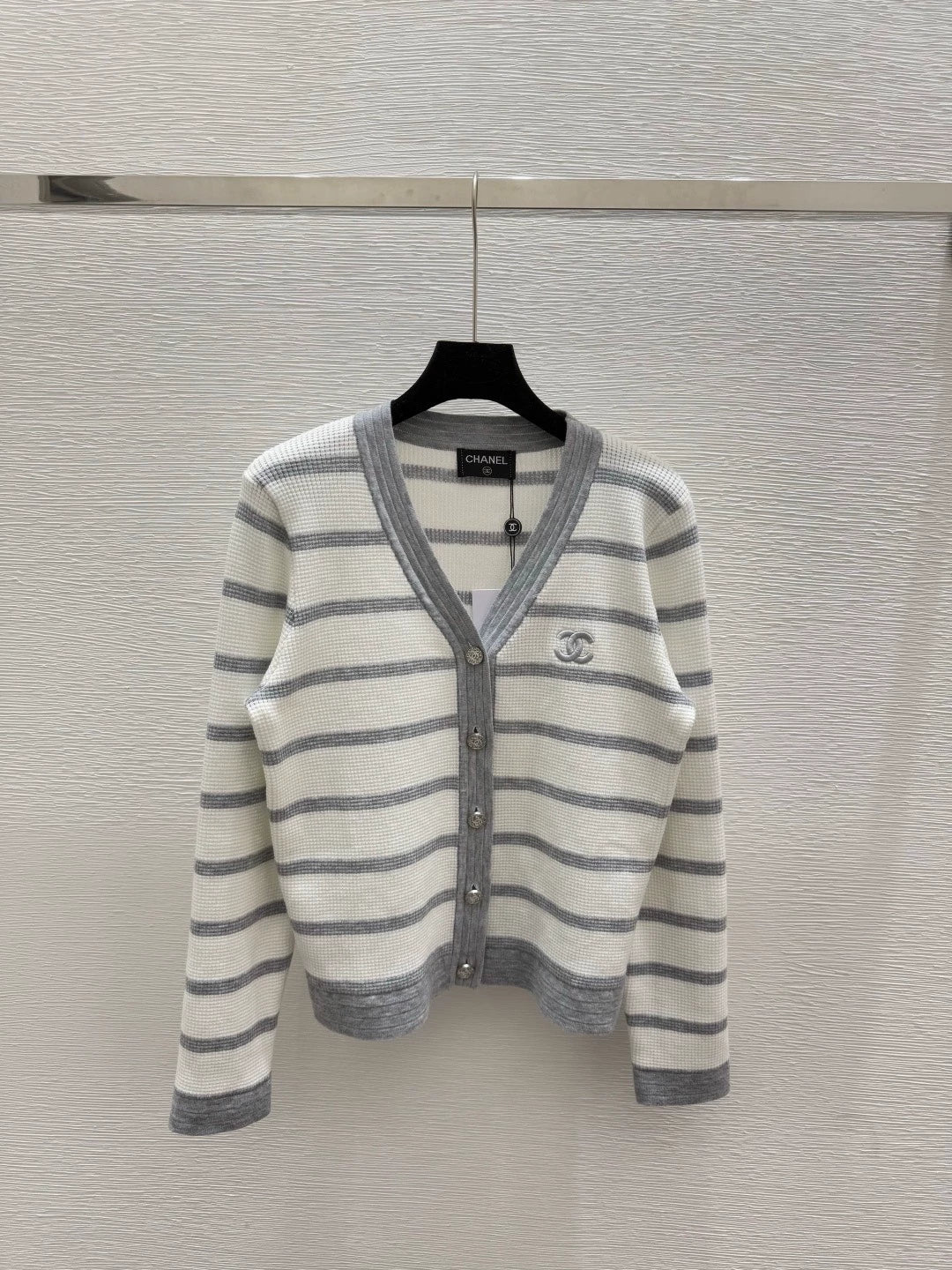 25fw Striped knitted cardigan