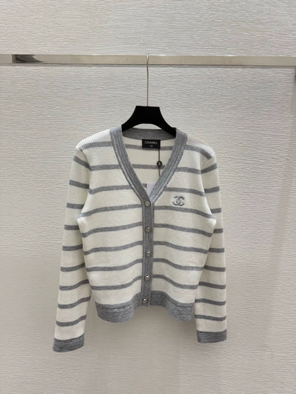 25fw Striped knitted cardigan